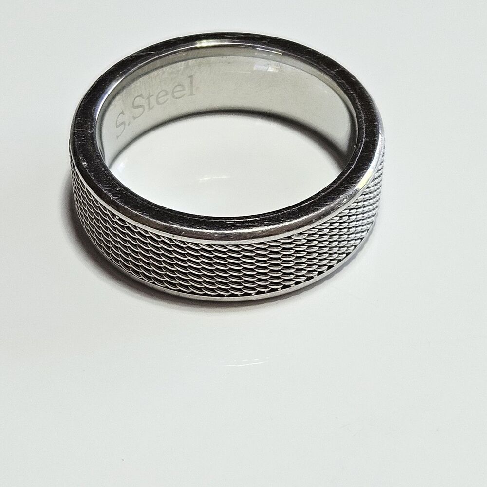 Mesh Textured Comfort Fit Stainless Steel Wedding Band Ring Size 11 - Picture 13 of 13